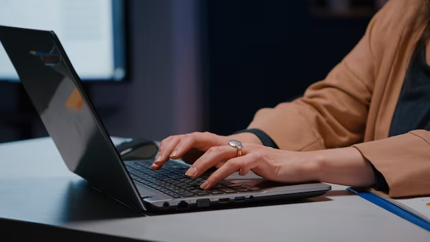 Female using a laptop